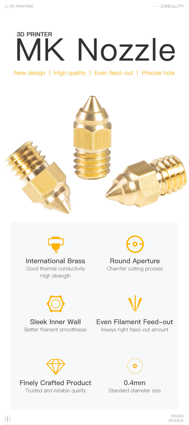 Creality MK Brass Nozzle 0.4mm - 2 PCS